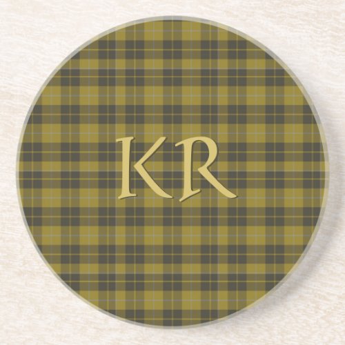 Barclay Tartan with your initials Scottish Plaid Coaster
