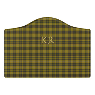 Barclay Tartan with your initials, Scottish Plaid Door Sign
