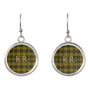 Barclay Tartan with your initials, Scottish Plaid Earrings