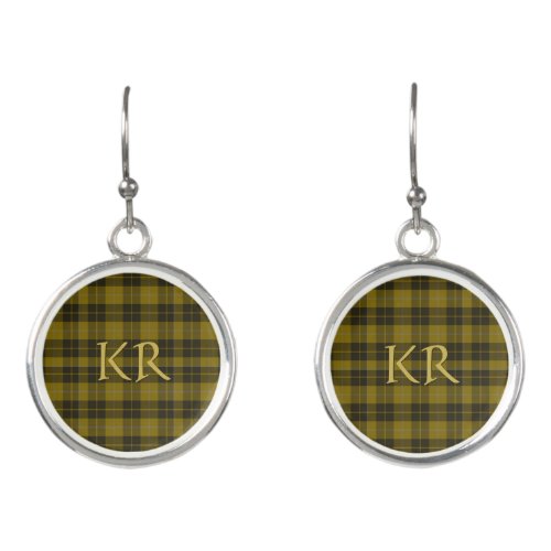 Barclay Tartan with your initials Scottish Plaid Earrings