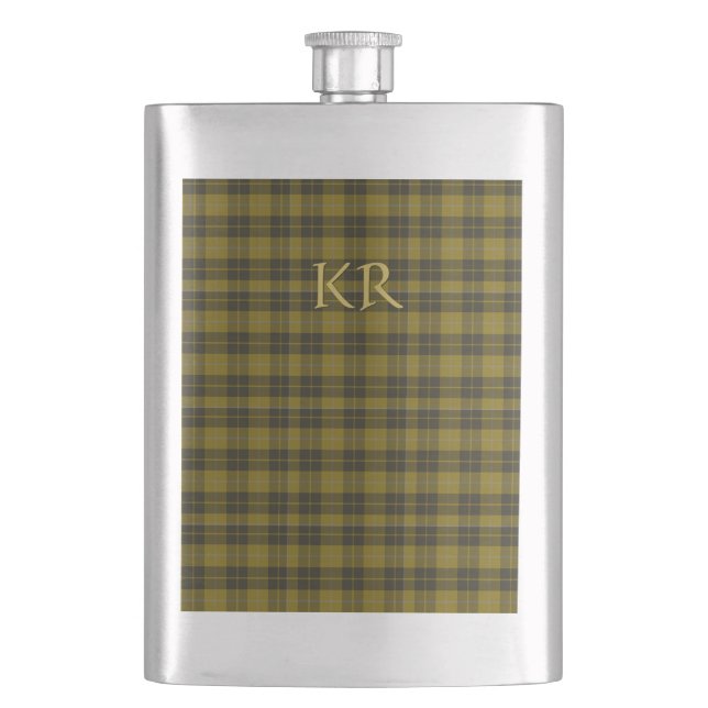 Barclay Tartan with your initials, Scottish Plaid Flask (Front)