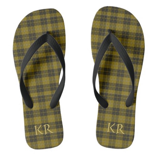 Barclay Tartan with your initials Scottish Plaid Flip Flops