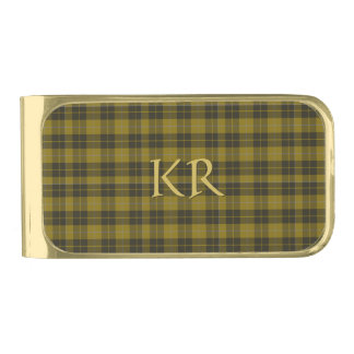 Barclay Tartan with your initials, Scottish Plaid Gold Finish Money Clip