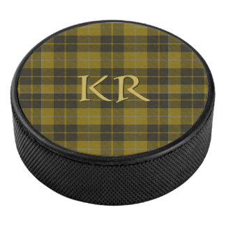 Barclay Tartan with your initials, Scottish Plaid Hockey Puck