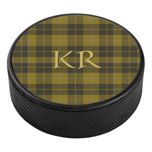 Barclay Tartan with your initials Scottish Plaid Hockey Puck