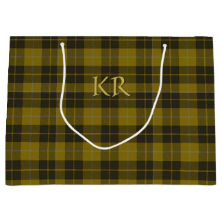 Barclay Tartan with your initials, Scottish Plaid Large Gift Bag