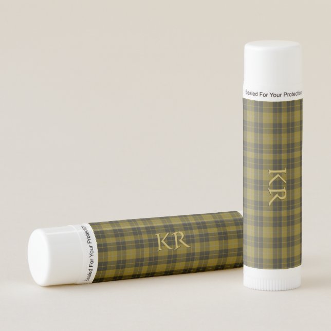 Barclay Tartan with your initials, Scottish Plaid Lip Balm (Front)