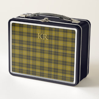 Barclay Tartan with your initials, Scottish Plaid Metal Lunch Box