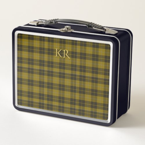 Barclay Tartan with your initials Scottish Plaid Metal Lunch Box
