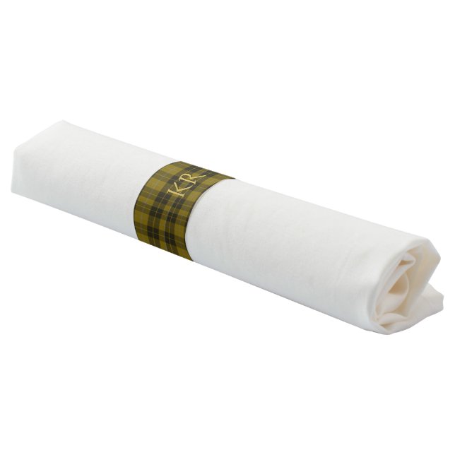 Barclay Tartan with your initials, Scottish Plaid Napkin Bands (Angled)