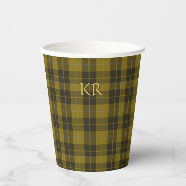 Barclay Tartan with your initials, Scottish Plaid Paper Cups (Front)