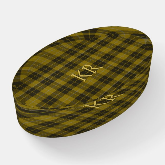 Barclay Tartan with your initials, Scottish Plaid Paperweight (Angled)
