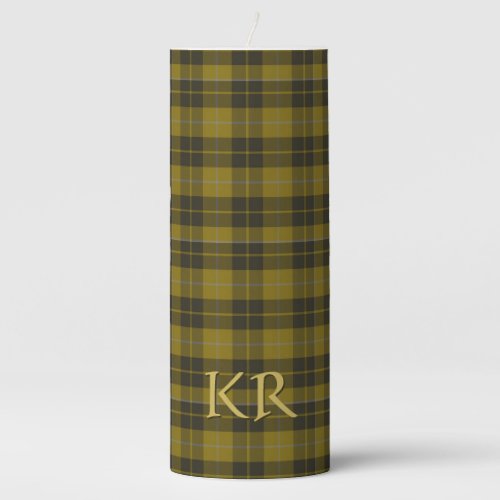 Barclay Tartan with your initials Scottish Plaid Pillar Candle