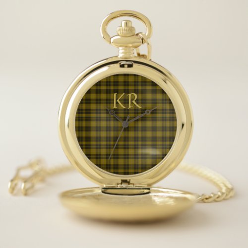 Barclay Tartan with your initials Scottish Plaid Pocket Watch