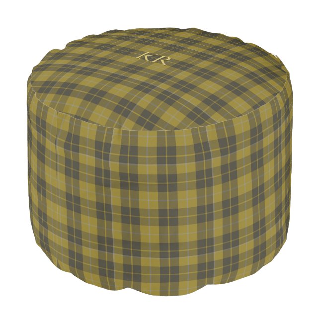 Barclay Tartan with your initials, Scottish Plaid Pouf (Angled Back)