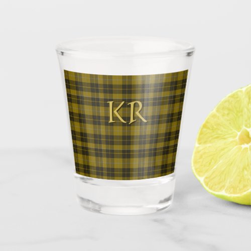 Barclay Tartan with your initials Scottish Plaid Shot Glass