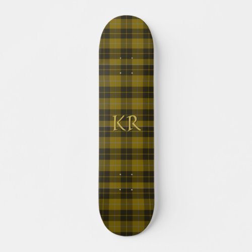 Barclay Tartan with your initials Scottish Plaid Skateboard