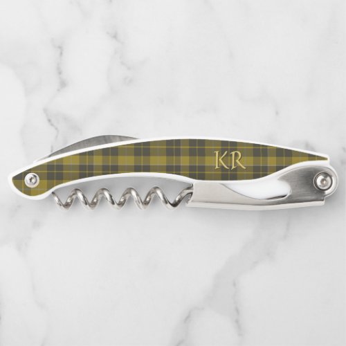 Barclay Tartan with your initials Scottish Plaid Waiters Corkscrew