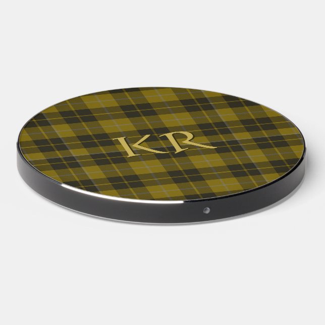 Barclay Tartan with your initials, Scottish Plaid Wireless Charger (Front 2)