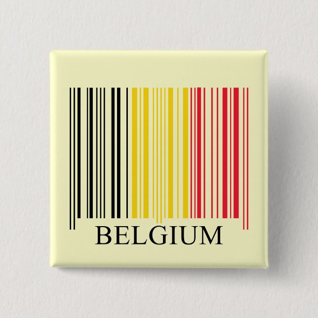 Barcode Belgium Flag Pinback Button (Front)