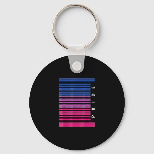 Barcode Bisexual Pride LGBT Lesbian Gay Flag Gift Keychain (Front)