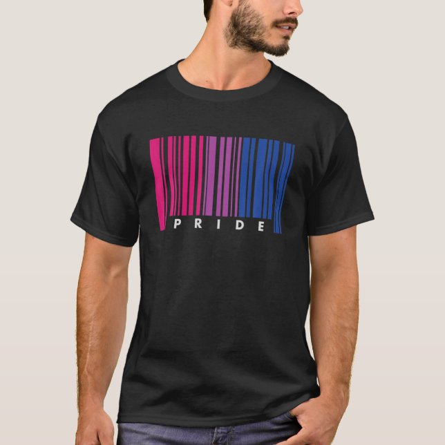 Barcode Bisexual Pride LGBT T Lesbian Gay Flag Gif T-Shirt (Front)
