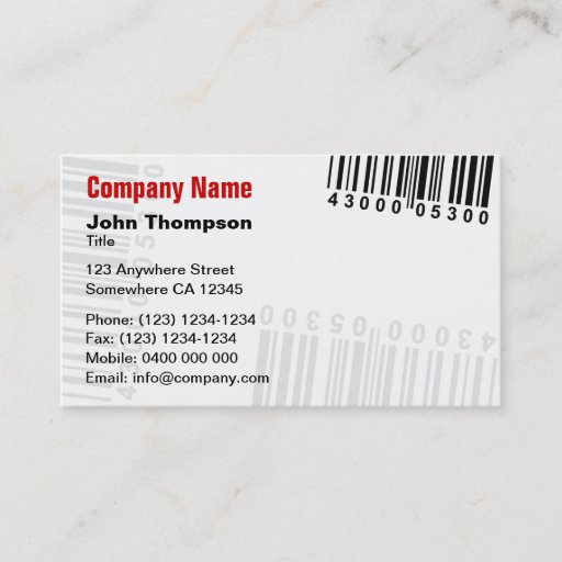 Customizable Barcode Business Card Template