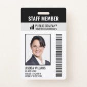 Barcode Company Logo Photo Employee ID Badge (Front)