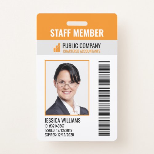 Barcode Company Logo Photo Employee ID Badge