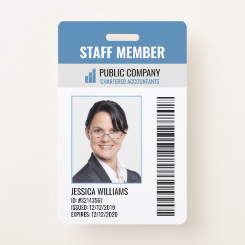 Barcode Company Logo Photo Employee ID Badge