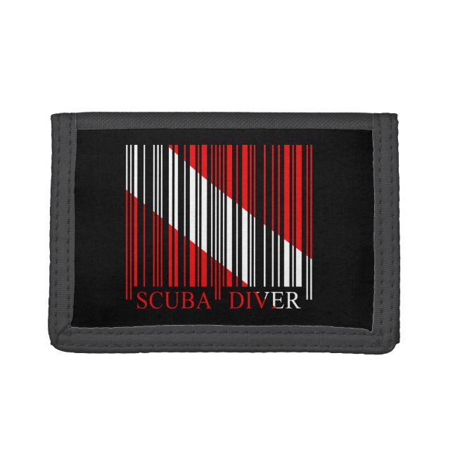 Barcode Dive Flag Funny Scuba Gift Idea Trifold Wallet (Front)