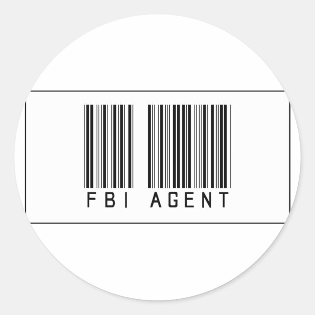Barcode FBI Agent Classic Round Sticker (Front)
