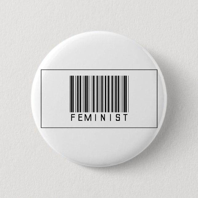 Barcode Feminist Pinback Button (Front)