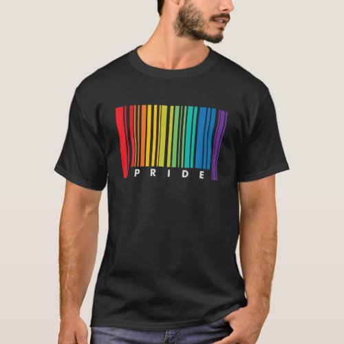 Barcode Gay Pride LGBT T Lesbian Bisexual Flag Gif T_Shirt