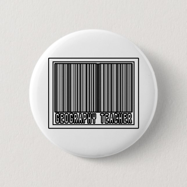 Barcode Geography Teacher Button (Front)