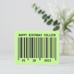 Barcode Happy Birthday postcard | Zazzle