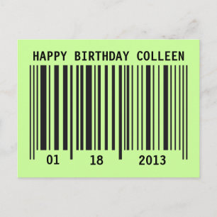 Barcode Happy Birthday postcard