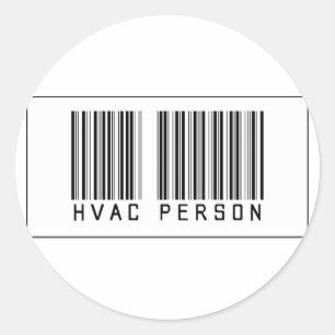 Barcode HVAC Person Classic Round Sticker