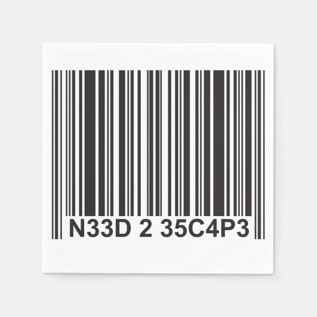 Barcode Leetspeak - Need to Escape Napkins (Front)