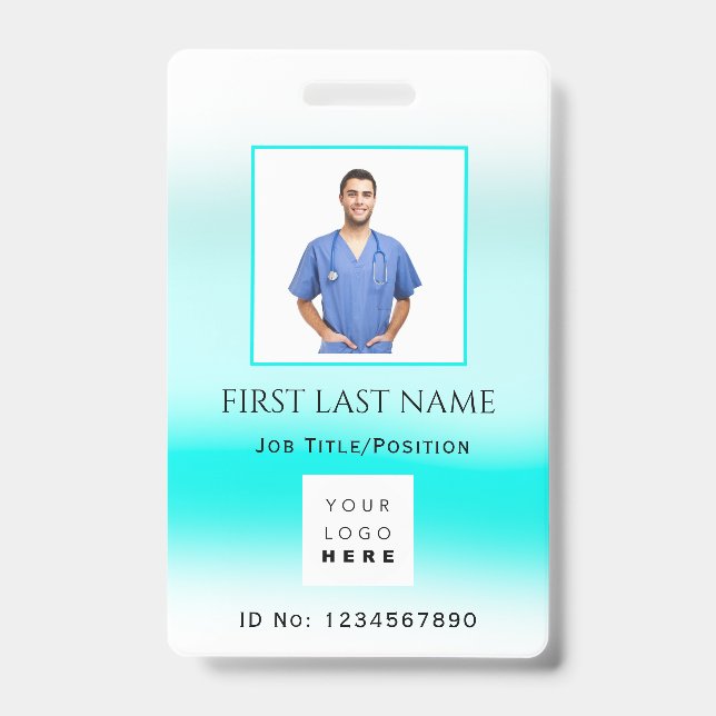 Barcode Photo ID Number Health Care Nurse Doctor Badge (Front)