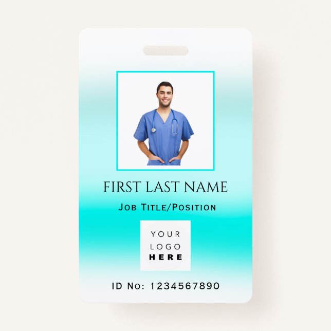 Barcode Photo ID Number Health Care Nurse Doctor Badge (Front)
