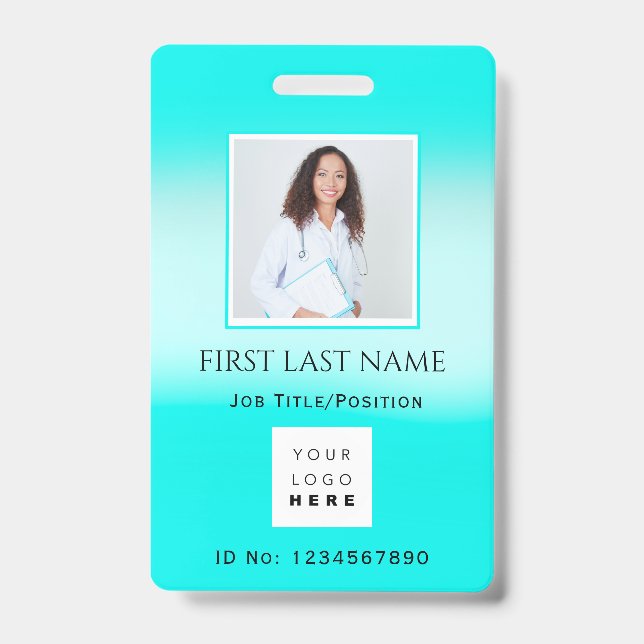 Barcode Photo IDNumber Health Therapy Nurse Doctor Badge (Front)
