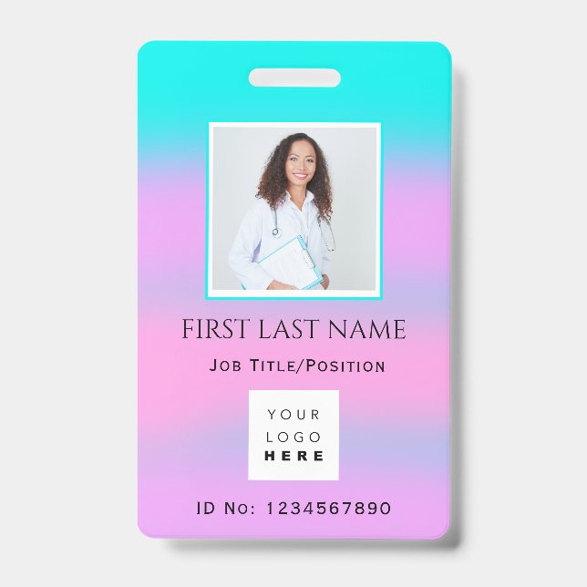 Barcode Photo IDNumber Therapy Nurse Doctor Health Badge (Front)