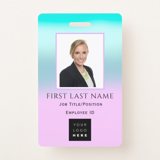 Barcode Photo Name ID Card NURSE Health Care Pink Badge | Zazzle.com