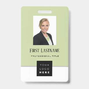 Barcode Photo Name ID Card Vertical Gray Mint Badge