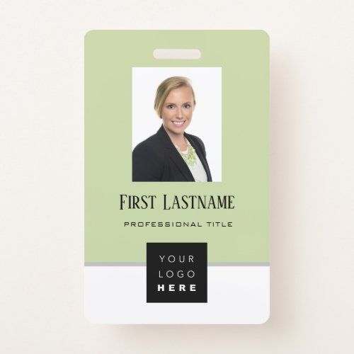 Barcode Photo Name ID Card Vertical Gray Mint Badge
