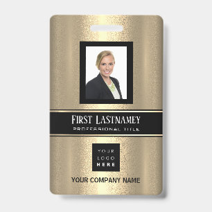 Barcode Photo Name ID Card Vertical Metallic Badge