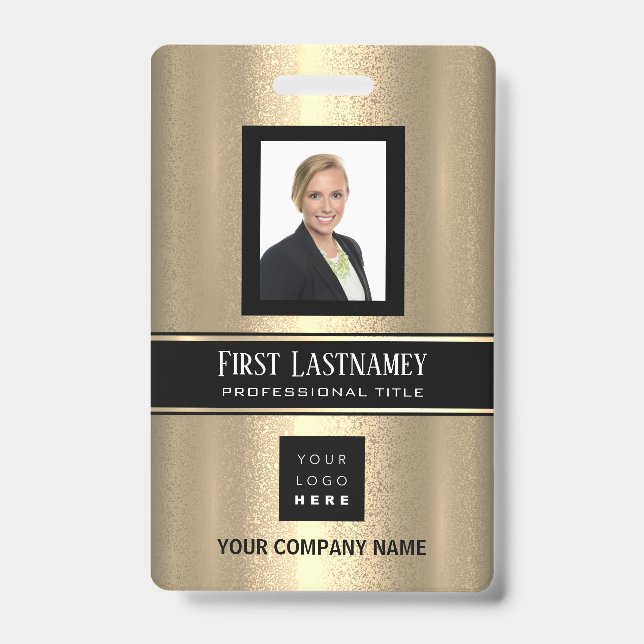 Barcode Photo Name ID Card Vertical Metallic Badge (Front)