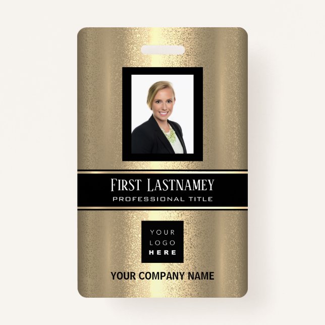 Barcode Photo Name ID Card Vertical Metallic Badge (Front)