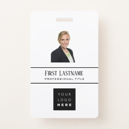 Barcode Photo Name ID Card Vertical Minimalism Badge